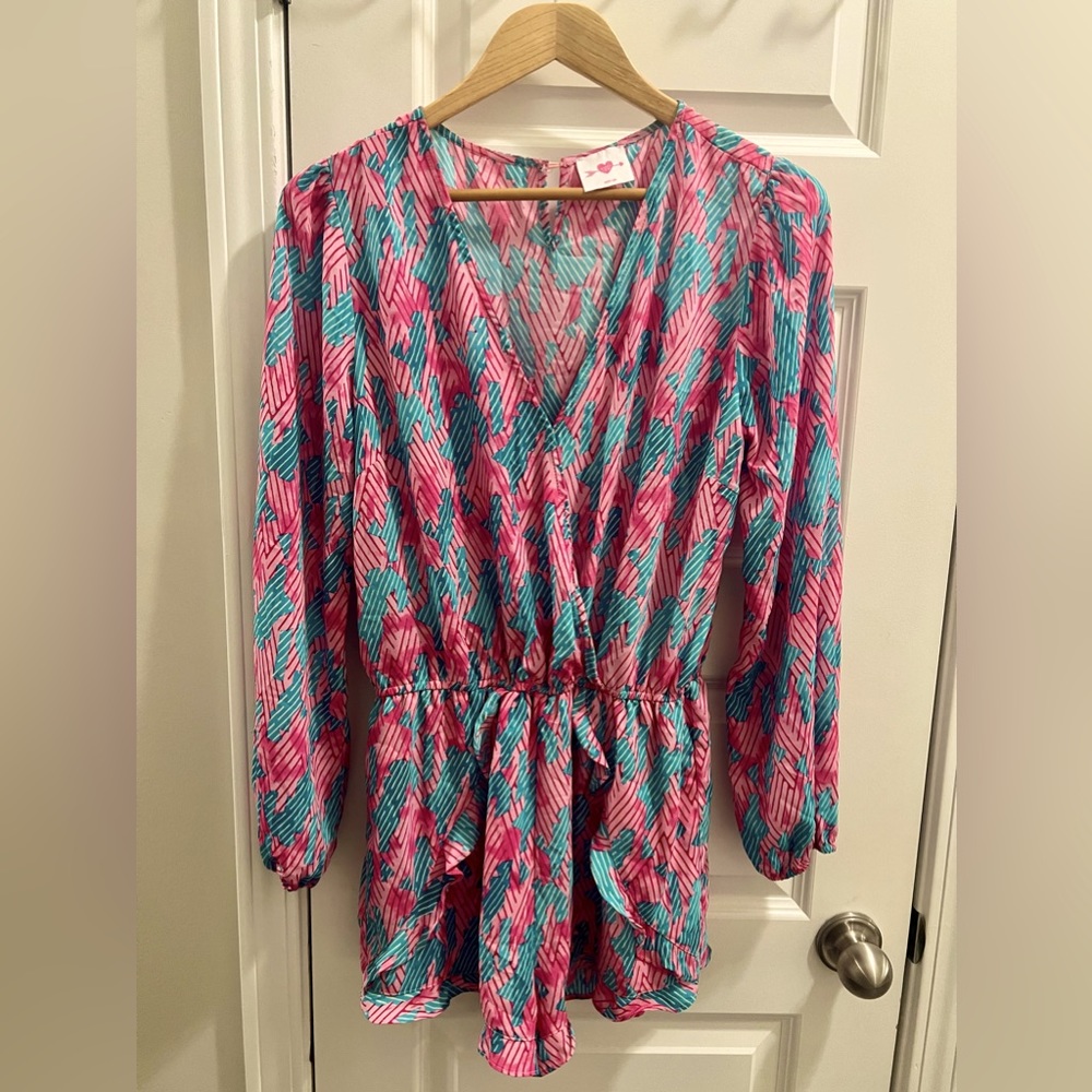 BUDDY LOVE Pink/Turquoise Blue Long Sleeve Romper